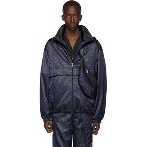 Alexander Wang Navy Monogram Windbreaker Jacket Unisex